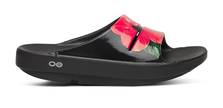OOFOS Womens OOahh Limited Slide Sandal Hibiscus