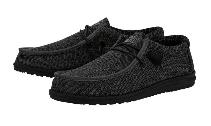 Hey Dude Mens Wally Sox Wide Micro Total Black