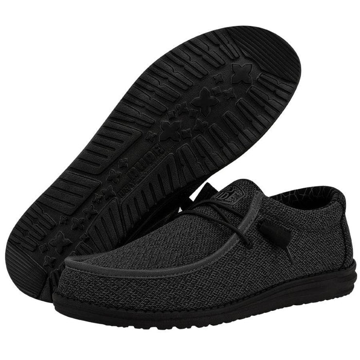 Hey Dude Mens Wally Sox Wide Micro Total Black
