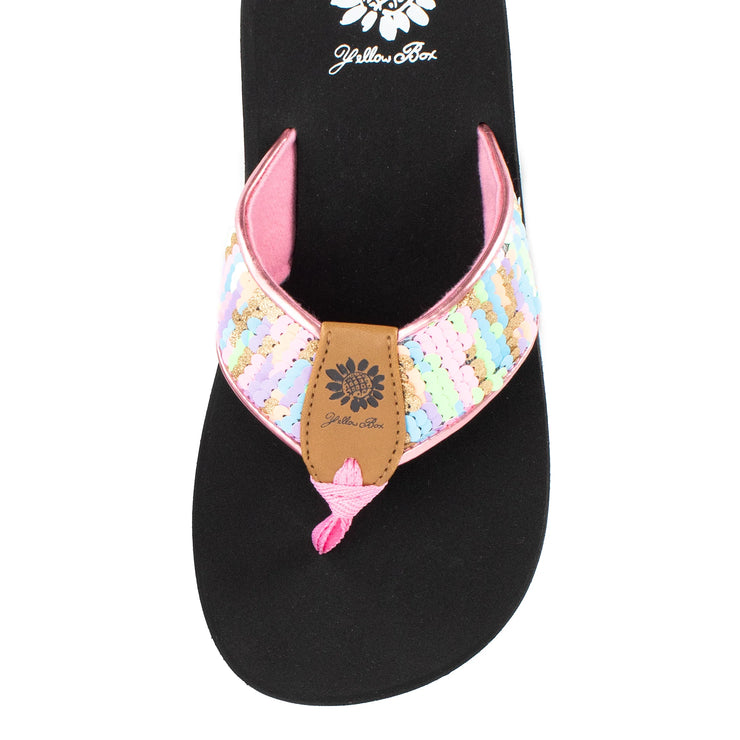 Yellow Box Womens Flant Sequin Flip Flop Pastel