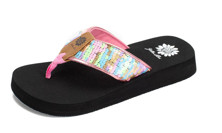Yellow Box Womens Flant Sequin Flip Flop Pastel