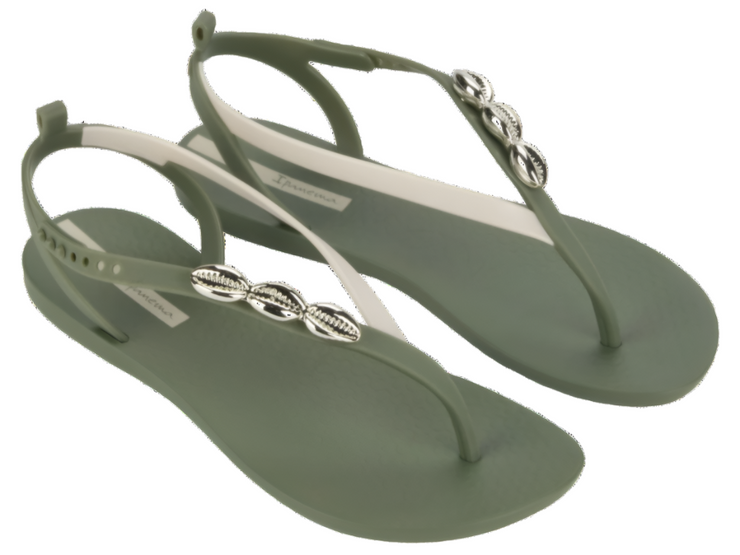 Ipanema Womens Salty II Sandal Green Beige Silver