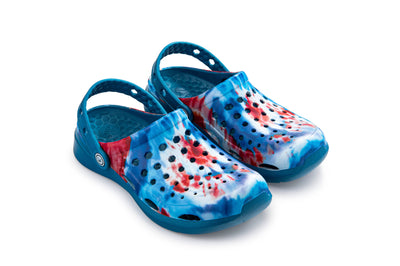 Joybees Mens Active Clog Graphic Midnight Teal Spiral Tie Dye