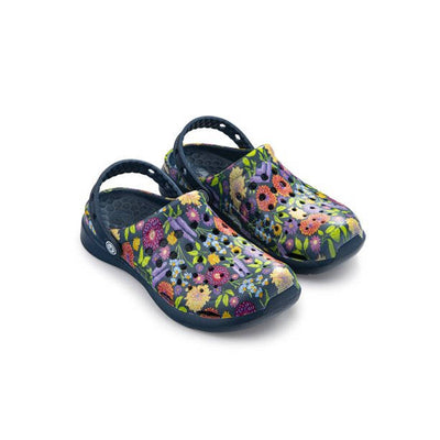 Joybees Womens Active Clog Graphic Navy Painted Floral