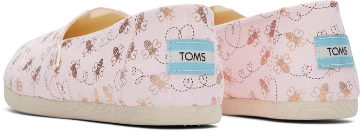 Toms Womens Alpargata Barely Pink Foil Bee Mine Print