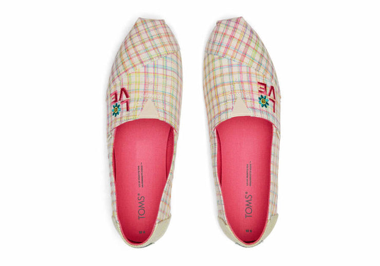 Toms Womens Alpargata Natural Summer Plaid Love