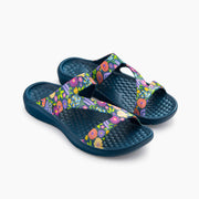 Joybees Womens Everyday Sandal Graphic Navy Painted Floral