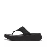 FitFlop Womens F-Mode Woven Flatform Toe-Post Sandals All Black