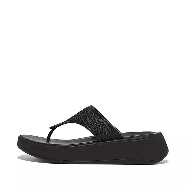FitFlop Womens F-Mode Woven Flatform Toe-Post Sandals All Black