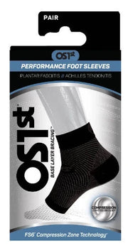 OS1st FS6 Sports Compression Plantar Fasciitis Foot Sleeve Pair Black
