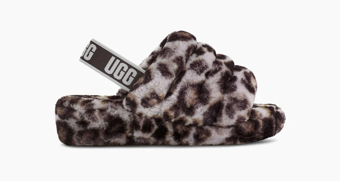 NEW UGG Size 7 Toddler Fluff popular Yeah Slide Panther Print - White