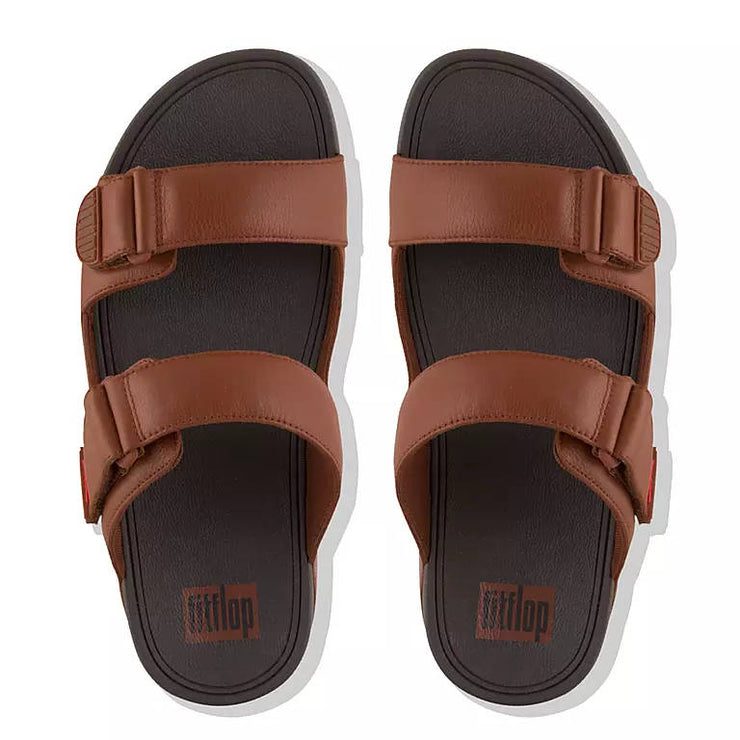 FitFlop Mens Gogh Moc Slide In Leather Dark Tan