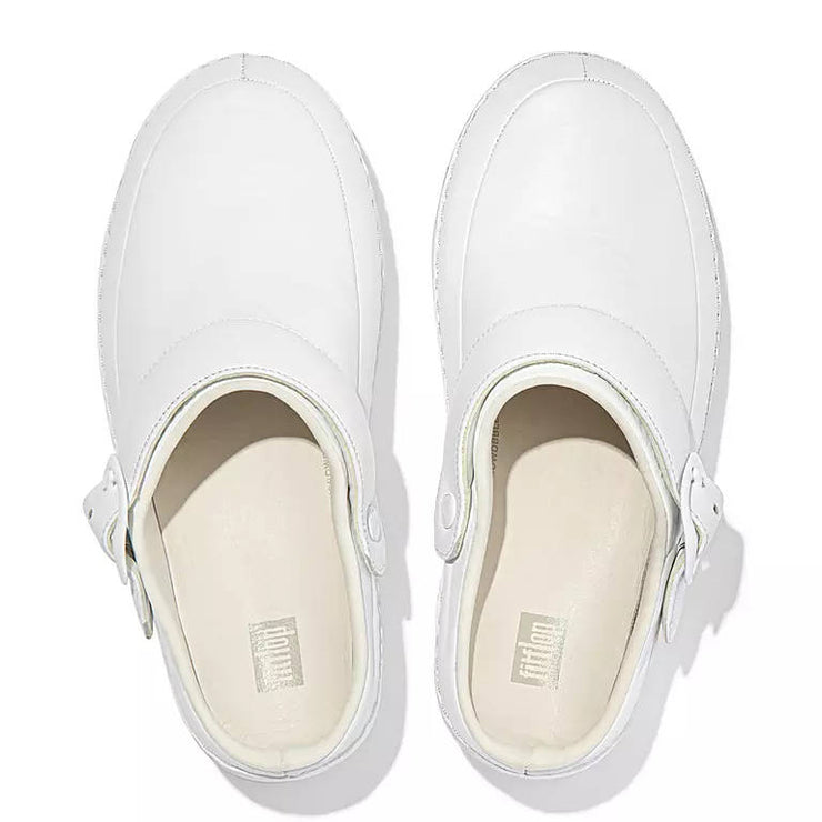 FitFlop Womens Gogh Pro Superlight Leather Clogs White