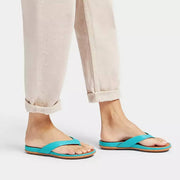 FitFlop Womens Gracie Leather Flip Flops Tahiti Blue