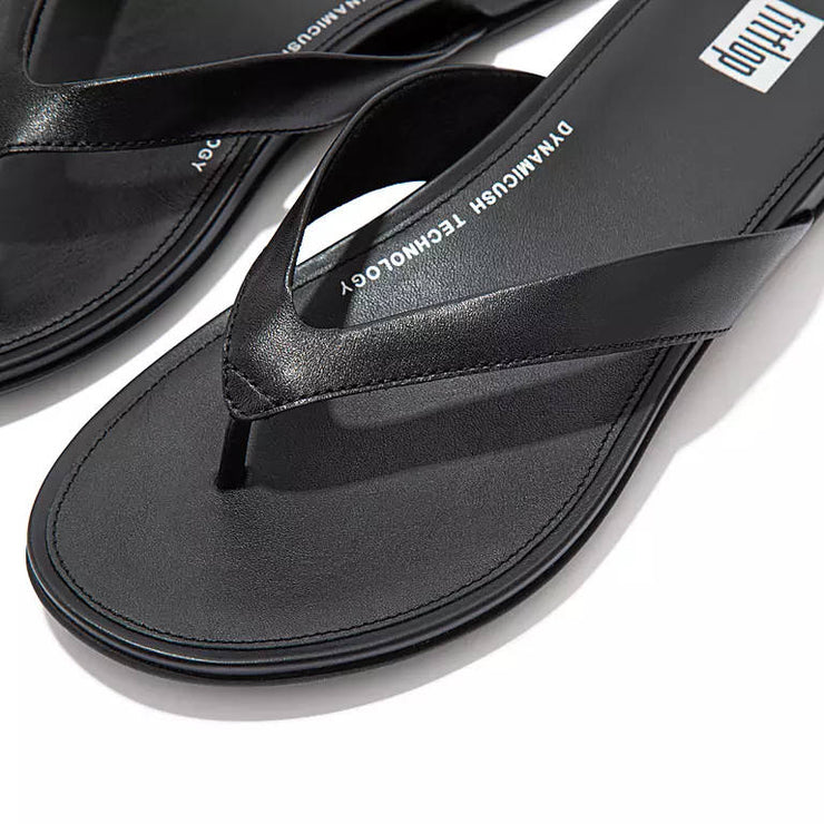 FitFlop Womens Gracie Leather Flip Flops All Black