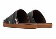 Toms Mens Harbor Slippers Green Woodland Camouflage Print Quilted