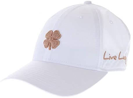 Black Clover Hollywood 1 Hat | White | 3D Metallic Rose Gold Emb. Clover | Adj. Toggle