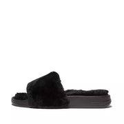 FitFlop Womens Iqushion Shearling Slides All Black