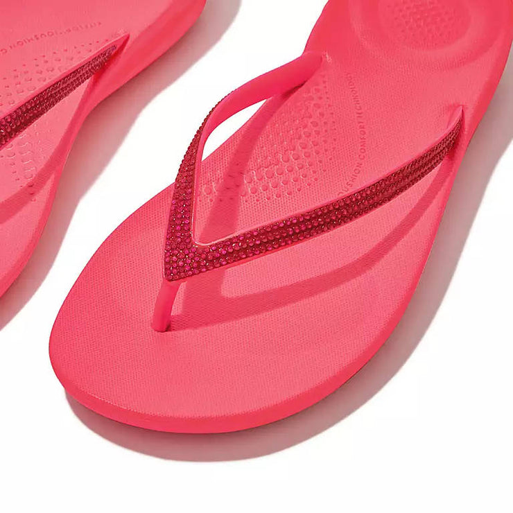 FitFlop Womens Iqushion Sparkle Flip Flops Pop Pink