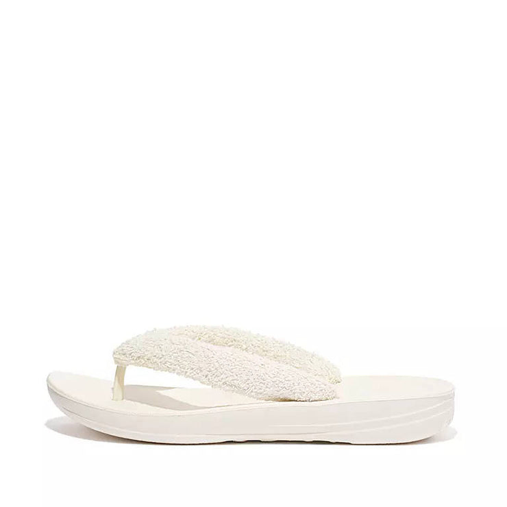FitFlop Womens Iqushion Towelling Flip-Flops Cream