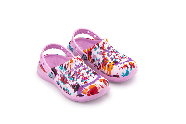 Joybees Kids Active Clog Graphics Lavender Spiral Tie Dye