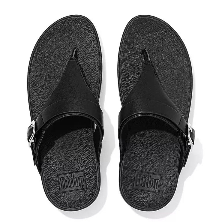 FitFlop Womens LuLu Adjustable Leather Toe-Post Sandals All Black