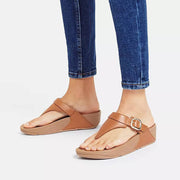 FitFlop Womens LuLu Adjustable Leather Toe-Post Sandals Light Tan
