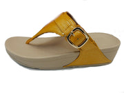 FitFlop Womens LuLu Glitter Adjustable Toe Post Sandals Honey Yellow