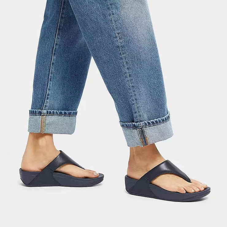 FitFlop Womens LuLu Leather Toe-Post Sandal Deepest Blue