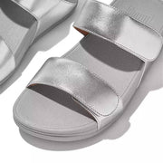 FitFlop Womens Lulu Adjustable Leather Slides Silver
