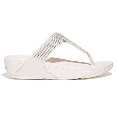 FitFlop Womens Lulu Crystal Embellished Toe-Post Sandals Cream
