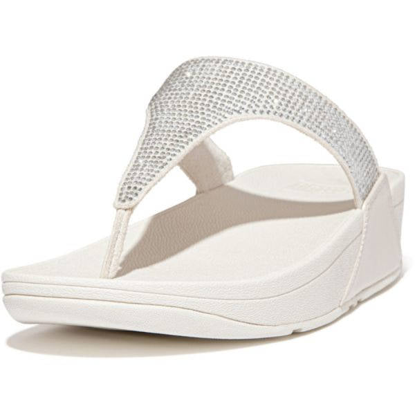 FitFlop Womens Lulu Crystal Embellished Toe-Post Sandals Cream