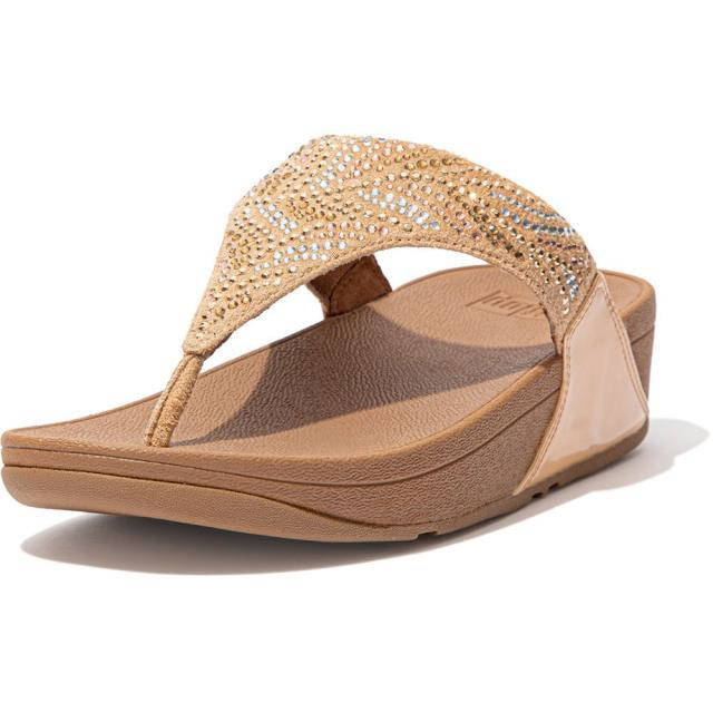 FitFlop Womens Lulu Crystal Feather Wide Fit Toe-Post Sandals Blush