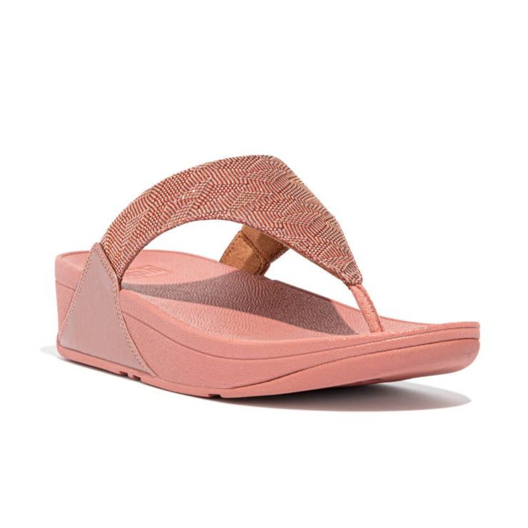 FitFlop Womens Lulu Glitz Toe Post Sandals Warm Rose