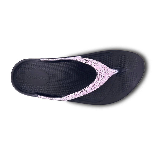 OOFOS Womens Oolala Limited Sandals Pink Bandana – Island Comfort ...