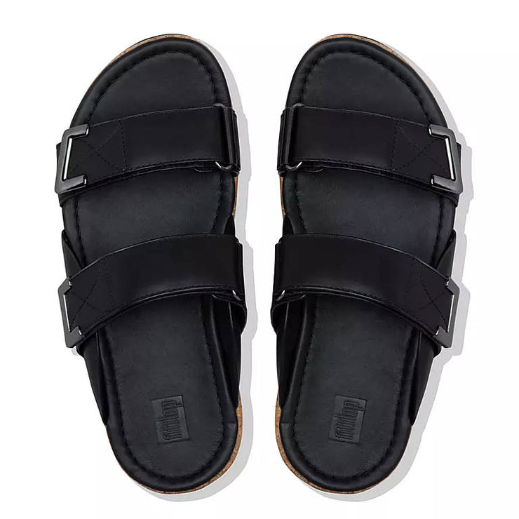 FitFlop Womens Remi Adjustable Leather Slides All Black