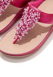 FitFlop Womens Rumba Beaded Toe-Post Sandals Fuchsia Rose