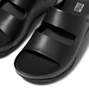 FitFlop Womens Shuv Two-Bar Leather Slides All Black
