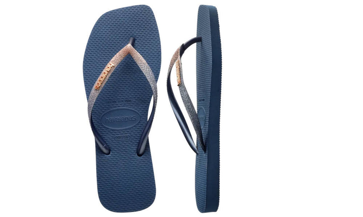 Havaianas Womens Slim Square Glitter Sandal Indigo Blue