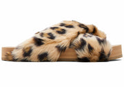 Toms Womens Susie Slipper Dark Natural Cheetah Faux Fur