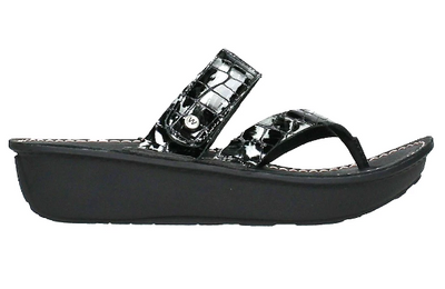 Wolky Womens Tahiti Anthracite Croco Flash Leather