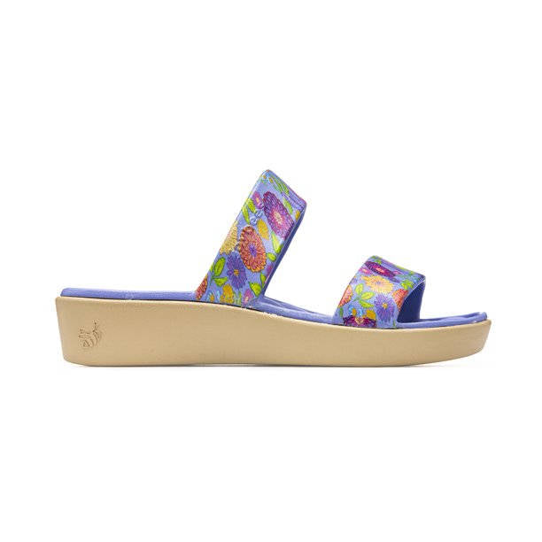 Joybees Womens The Cute Sandal Graphic Blue Iris Painted Floral