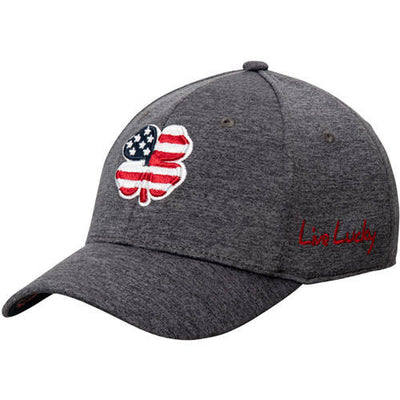 Black Clover USA Flag Heather Hat | Charcoal | 3D USA Flag Clover | Fitted