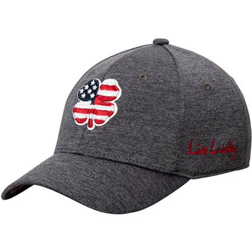 Black Clover USA Flag Heather Hat | Charcoal | 3D USA Flag Clover | Fitted