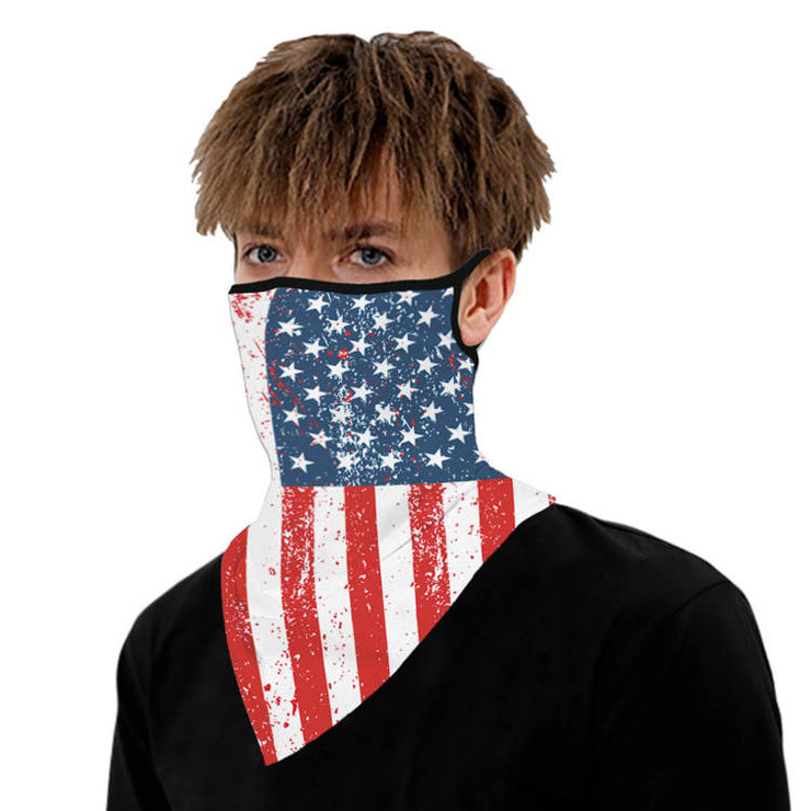 Unisex Face Scarf Bandana with Ear Loops American Flag-1