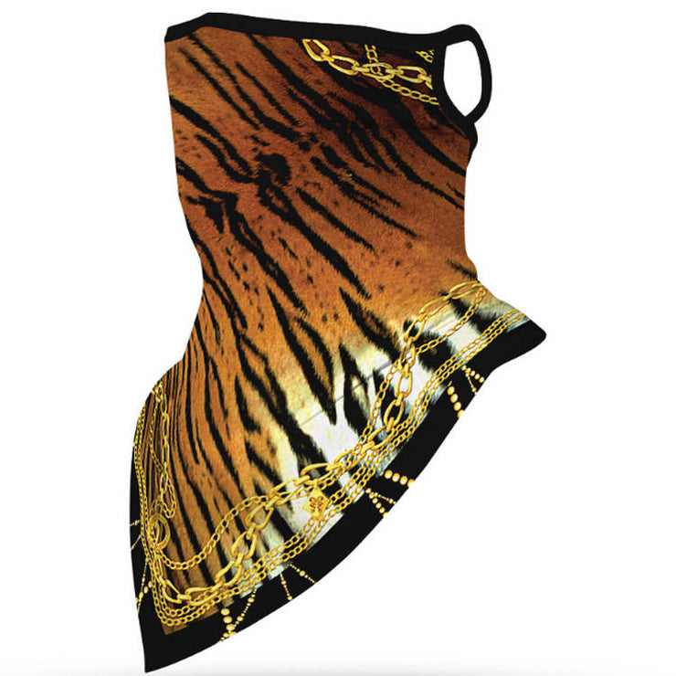 Unisex Face Scarf Bandana with Ear Loops Tiger
