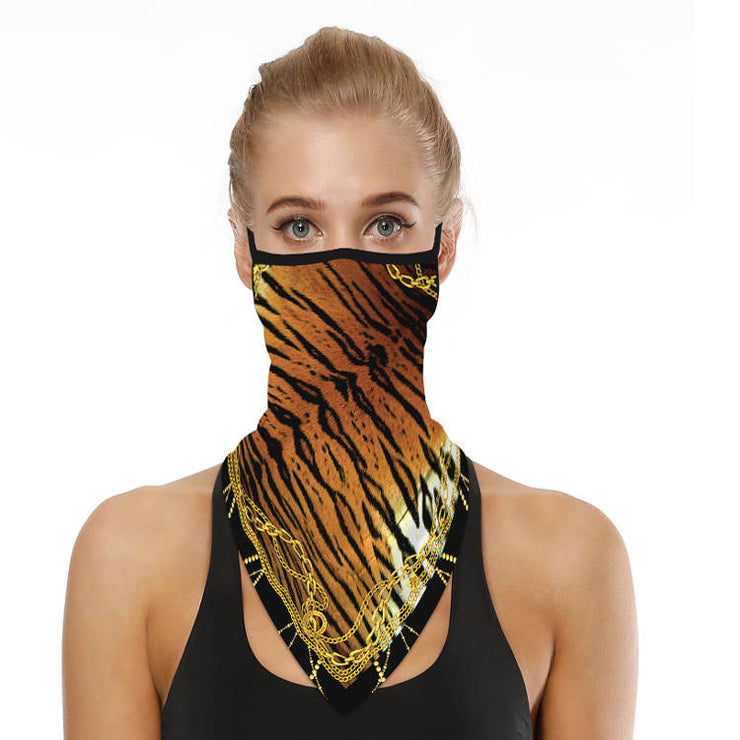 Unisex Face Scarf Bandana with Ear Loops Tiger