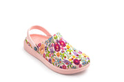 Joybees Womens Varsity Clog Graphic Pale Pink Painted Floral