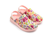 Joybees Womens Varsity Clog Graphics Pale Pink Painted Floral