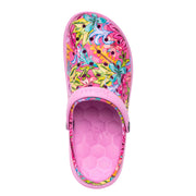 Joybees Womens Varsity Clog Graphic Psychedelic Tropical Orchid